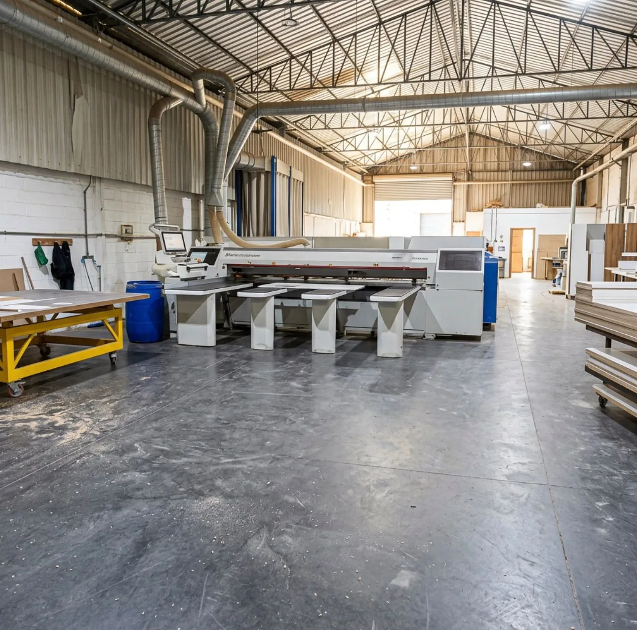 Interior da fábrica da Tubias em Araraquara com máquinas industriais de corte e usinagem